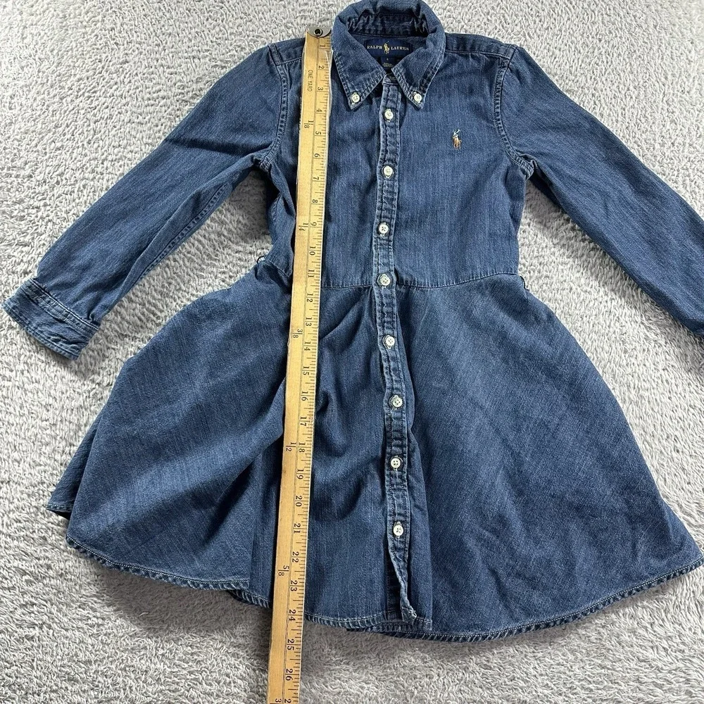 Polo Ralph Lauren Denim Shirt Dress A Line Youth‎ Girls 6 Flowy Pockets